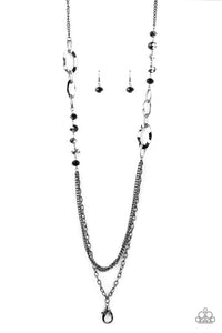 Paparazzi "Modern Girl Glam" Black Lanyard Necklace & Earring Set Paparazzi Jewelry
