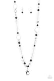 Paparazzi "Serenely Springtime" Black Lanyard Necklace & Earring Set Paparazzi Jewelry