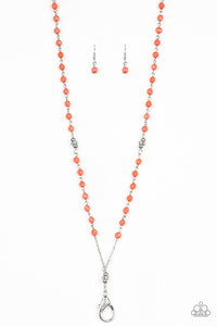 Paparazzi "Tassel Takeover" Orange Lanyard Necklace & Earring Set Paparazzi Jewelry