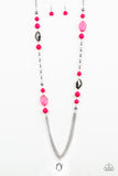 Paparazzi "Marina Majesty" Pink Lanyard Necklace & Earring Set Paparazzi Jewelry