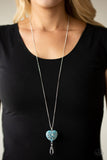 Paparazzi VINTAGE VAULT "Love Is All Around" Blue Lanyard Necklace & Earring Set Paparazzi Jewelry