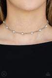 Paparazzi "Stunningly Stunning" White Choker Necklace & Earring Set Paparazzi Jewelry