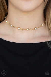 Paparazzi "Stunningly Stunning" Gold Choker Necklace & Earring Set Paparazzi Jewelry