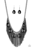 Paparazzi "Vixen Conviction" Black Necklace & Earring Set Paparazzi Jewelry