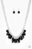 Paparazzi VINTAGE VAULT "Treasure Shore" Black Necklace & Earring Set Paparazzi Jewelry