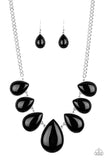 Paparazzi "Drop Zone" Black Necklace & Earring Set Paparazzi Jewelry