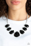 Paparazzi "Drop Zone" Black Necklace & Earring Set Paparazzi Jewelry