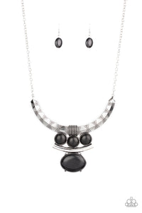 Paparazzi "Commander in CHIEFETTE" Black Necklace & Earring Set Paparazzi Jewelry