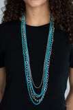 Paparazzi "Industrial Vibrance" Blue Necklace & Earring Set Paparazzi Jewelry