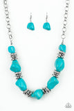 Paparazzi "Stunningly Stone Age" Blue Turquoise Necklace & Earring Set Paparazzi Jewelry