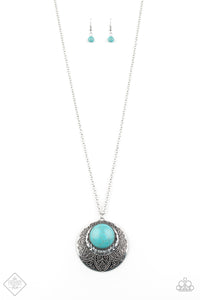 Paparazzi "Medallion Meadow" FASHION FIX Blue Necklace & Earring Set Paparazzi Jewelry