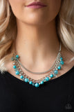 Paparazzi VINTAGE VAULT "Wait and SEA" Blue Necklace & Earring Set Paparazzi Jewelry