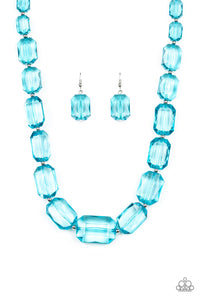Paparazzi VINTAGE VAULT "Ice Versa" Blue Necklace & Earring Set Paparazzi Jewelry
