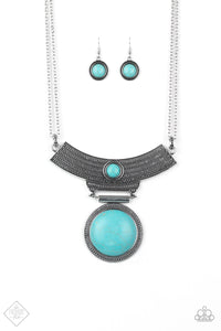 Paparazzi "Lasting EMPRESS-ions" FASHION FIX Simply Santa Fe March 2019 Blue Necklace & Earring Set Paparazzi Jewelry