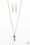 Paparazzi "The Magic Key" Brass Key Pendant Necklace & Earring Set Paparazzi Jewelry