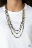 Paparazzi "Metro Mixer" Brass Necklace & Earring Set Paparazzi Jewelry