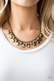 Paparazzi VINTAGE VAULT "Stage Stunner" Brass Necklace & Earring Set Paparazzi Jewelry