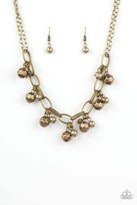 Paparazzi VINTAGE VAULT "Malibu Movement" Brass Necklace & Earring Set Paparazzi Jewelry