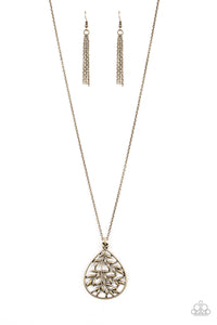 Paparazzi VINTAGE VAULT "BOUGH Down" Brass Necklace & Earring Set Paparazzi Jewelry