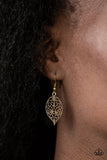 Paparazzi "Leafy Lagoon" Brass Filigree Leaf Frame Necklace & Earring Set Paparazzi Jewelry