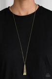 Paparazzi VINTAGE VAULT "Prized Pendulum" Brass Necklace & Earring Set Paparazzi Jewelry