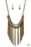 Paparazzi "Powerhouse Prowl" Brass Necklace & Earring Set Paparazzi Jewelry