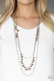 Paparazzi VINTAGE VAULT "Pearl Pageant" Brown Necklace & Earring Set Paparazzi Jewelry