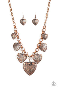 Paparazzi "Love Lockets" Copper Necklace & Earring Set Paparazzi Jewelry