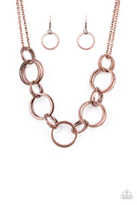 Paparazzi VINTAGE VAULT "Jump Into The Ring" Copper Necklace & Earring Set Paparazzi Jewelry