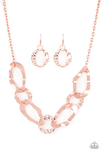 Paparazzi VINTAGE VAULT "Capital Contour" Copper Necklace & Earring Set Paparazzi Jewelry