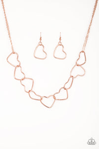 Paparazzi "Unbreak My Heart" Rose Gold Necklace & Earring Set Paparazzi Jewelry