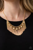 Paparazzi VINTAGE VAULT "Bragging Rights" Gold Necklace & Earring Set Paparazzi Jewelry
