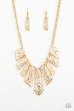 Paparazzi VINTAGE VAULT "Texture TIGRESS!" Gold Necklace & Earring Set Paparazzi Jewelry
