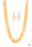Paparazzi VINTAGE VAULT "Put it on Ice" Gold Necklace & Earring Set Paparazzi Jewelry