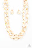 Paparazzi VINTAGE VAULT "Ice Bank" Gold Necklace & Earring Set Paparazzi Jewelry