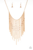 Paparazzi VINTAGE VAULT "First Class Fringe" Gold Necklace & Earring Set Paparazzi Jewelry