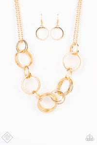 Paparazzi "Jump Into The Ring" FASHION FIX Gold Necklace & Earring Set Paparazzi Jewelry