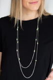 Paparazzi VINTAGE VAULT "Sparkle Of The Day" Green Necklace & Earring Set Paparazzi Jewelry