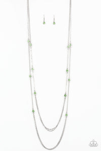 Paparazzi VINTAGE VAULT "Sparkle Of The Day" Green Necklace & Earring Set Paparazzi Jewelry
