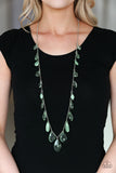 Paparazzi "GLOW And Steady Wins The Race" Green Necklace & Earring Set Paparazzi Jewelry
