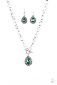 Paparazzi "Sheen Queen" Green Necklace & Earring Set Paparazzi Jewelry