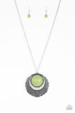 Paparazzi "Medallion Meadow" Green Necklace & Earring Set Paparazzi Jewelry