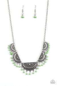 Paparazzi "Boho Baby" Green Necklace & Earring Set Paparazzi Jewelry