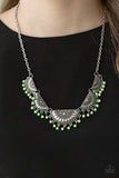 Paparazzi "Boho Baby" Green Necklace & Earring Set Paparazzi Jewelry