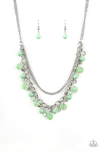 Paparazzi "Wait and SEA" Green Necklace & Earring Set Paparazzi Jewelry