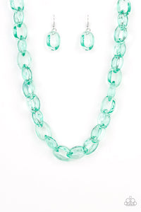 Paparazzi "Ice Queen" Green Necklace & Earring Set Paparazzi Jewelry