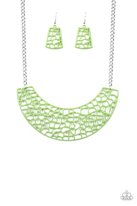 Paparazzi "Powerful Prowl" Green Necklace & Earring Set Paparazzi Jewelry