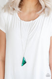 Paparazzi VINTAGE VAULT "Ultra Sharp" Green Necklace & Earring Set Paparazzi Jewelry
