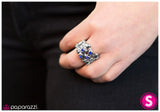 Paparazzi "Make A Break For It" Blue Rhinestone Leaf Design Silver Frame Ring Paparazzi Jewelry