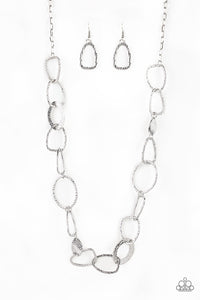 Paparazzi "Metro Nouveau"  Silver Necklace & Earring Set Paparazzi Jewelry